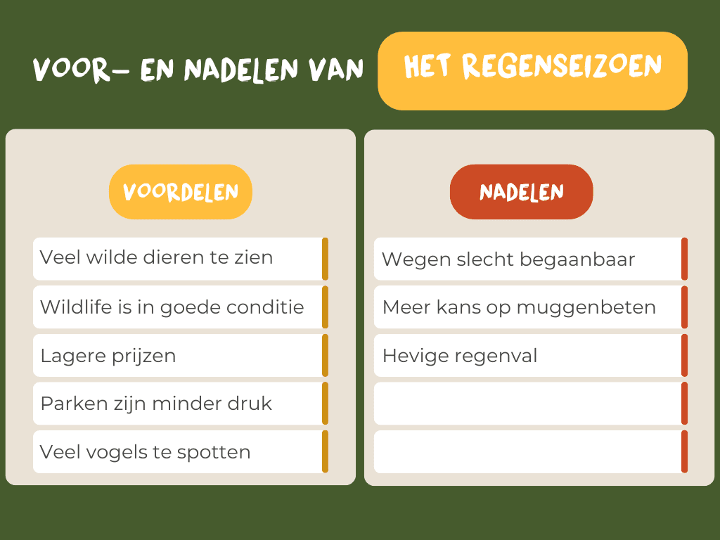 voor en nadelen regenseizoen